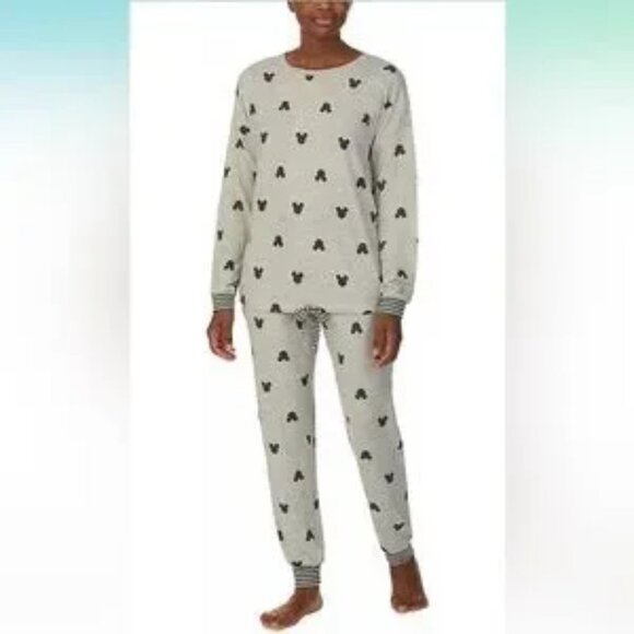 Disney Mickey Mouse Gray Cozy 2 piece Pajama Set Size XL - Picture 1 of 5